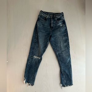 American eagle stretch skinny ripped dark wash jeans